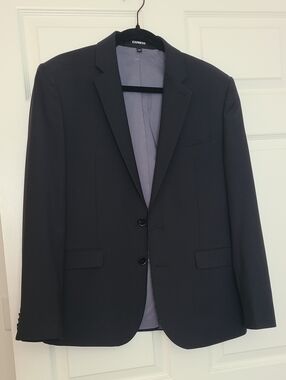 Express Men's Black Single-Breasted Two-Button Blazer